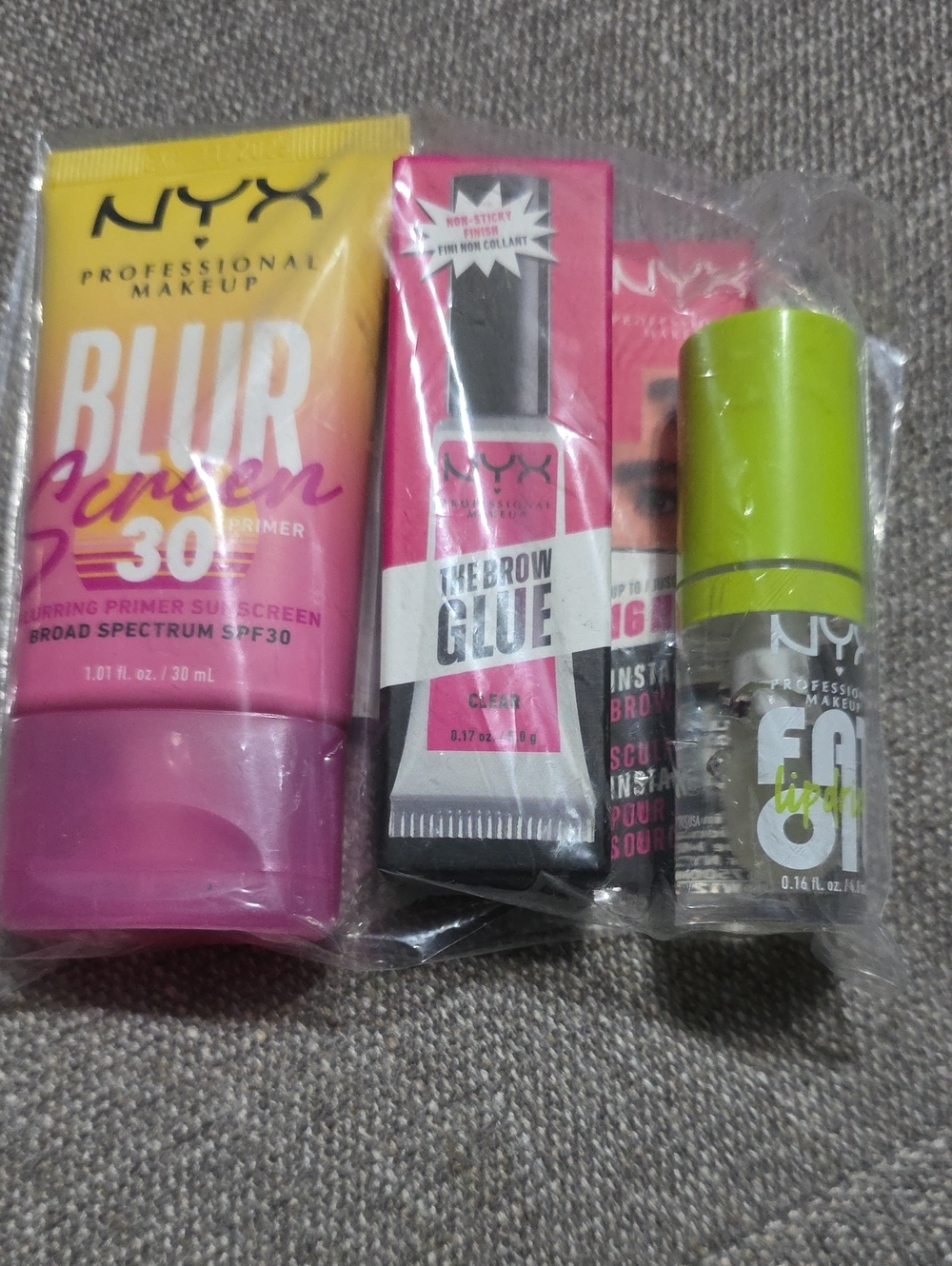 NYX Blurring Primer, Brow Glue & Face Oil Trio - New